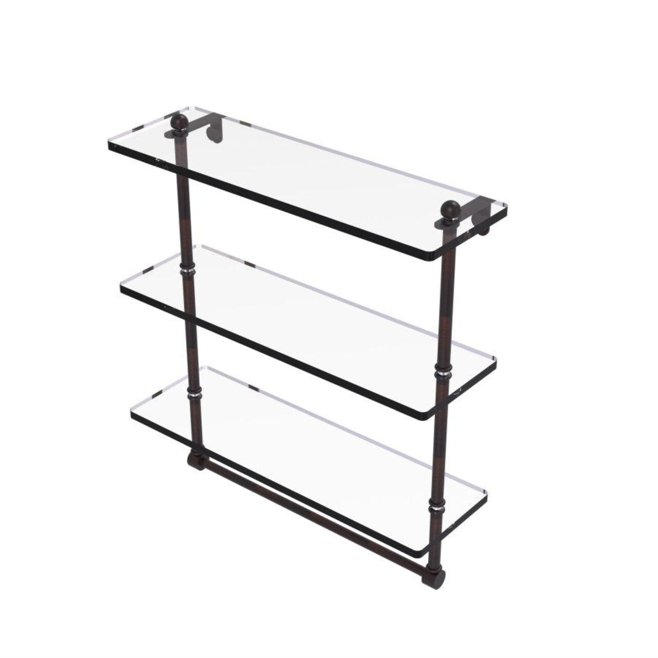 16 Inch Triple Tiered Glass Shelf With Integrated Towel Bar - Pr-5/16Tb-Vb